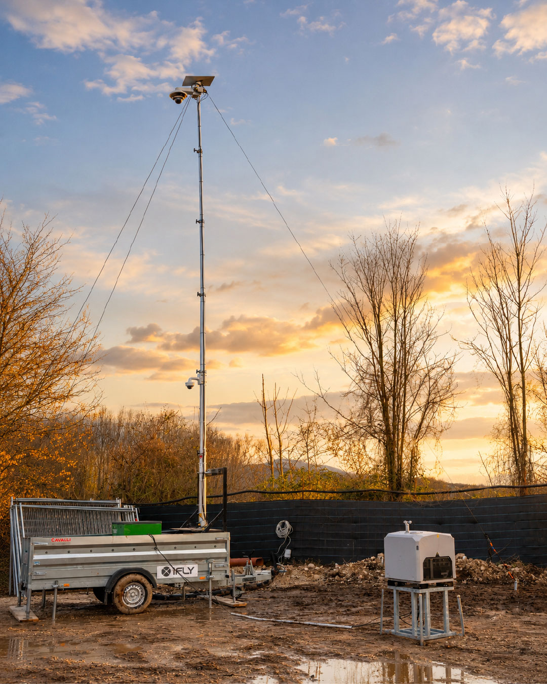 Stazione mobile con drone per controllo remoto di cantiere e siti temporanei